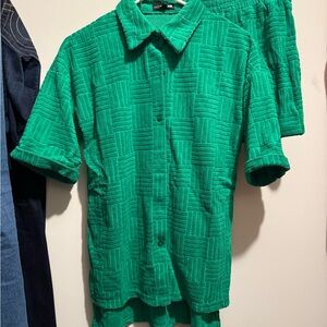 Fashion Nova Green Button Down Shirt